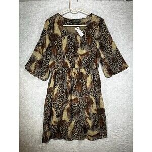 NWT Maude Women’s Size L Animal Print Dress Short Sleeve Blouson Light Weight